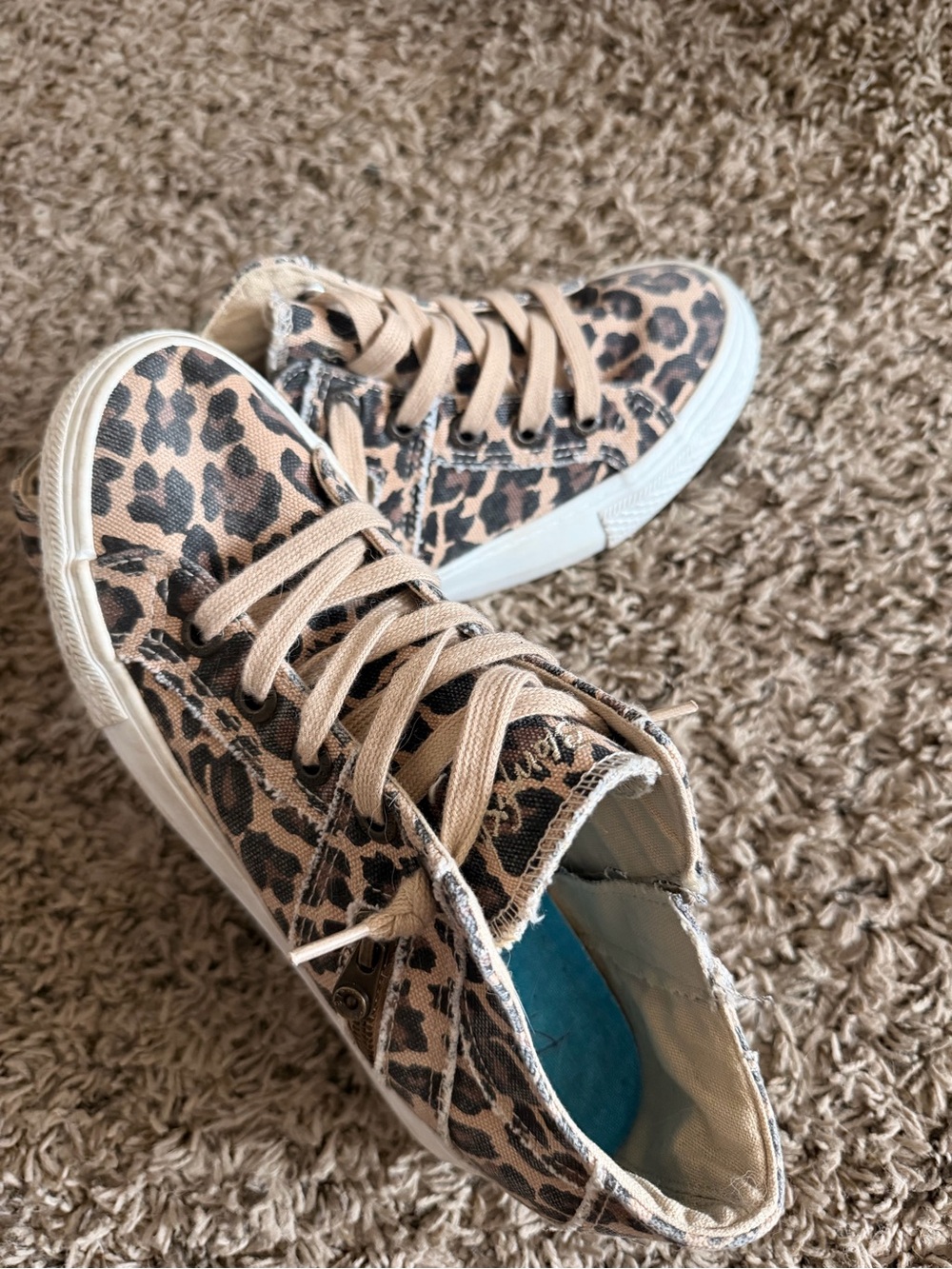 Blowfish Leopard Print High-Top Sneakers in Tan and Black